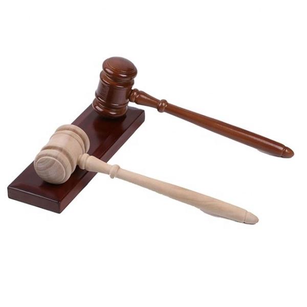 Factory Custom Solid Wooden Gavel Hammer Sound Block Set For Lawyer Judge