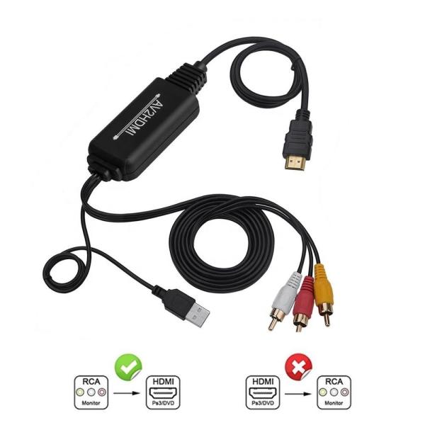 6.5 Feet 130g PAL NTSC 3RCA CVBS AV RCA To HDMI Converter