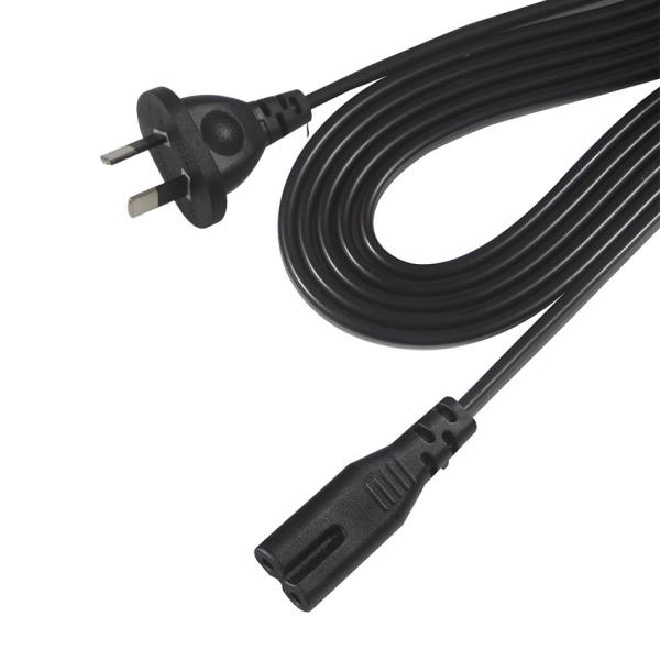 AU 2Pプラグ - IEC C7電源コード SAA認証 250V 7.5A フラットケーブル