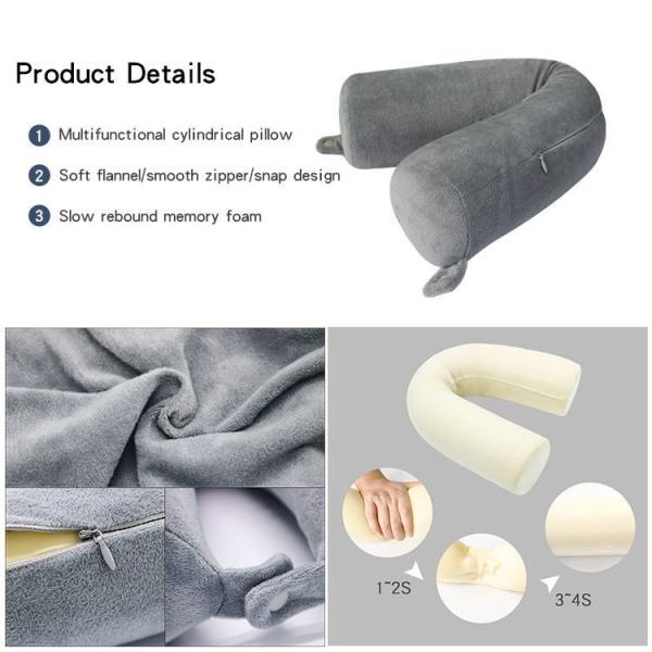 Flexible Travel Neck Roll Pillow with Memory Foam Filling and Customized Color Option