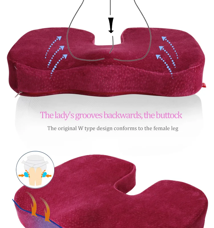 Customized Color Coccyx Orthopedic Memory Foam Car Office Chair Seat Cushion for Comfort