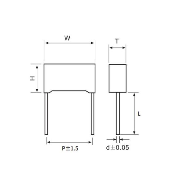 Plastic Shell Encapsulation Polypropylene X2 Capacitor 1.0uF 10% 310VAC
