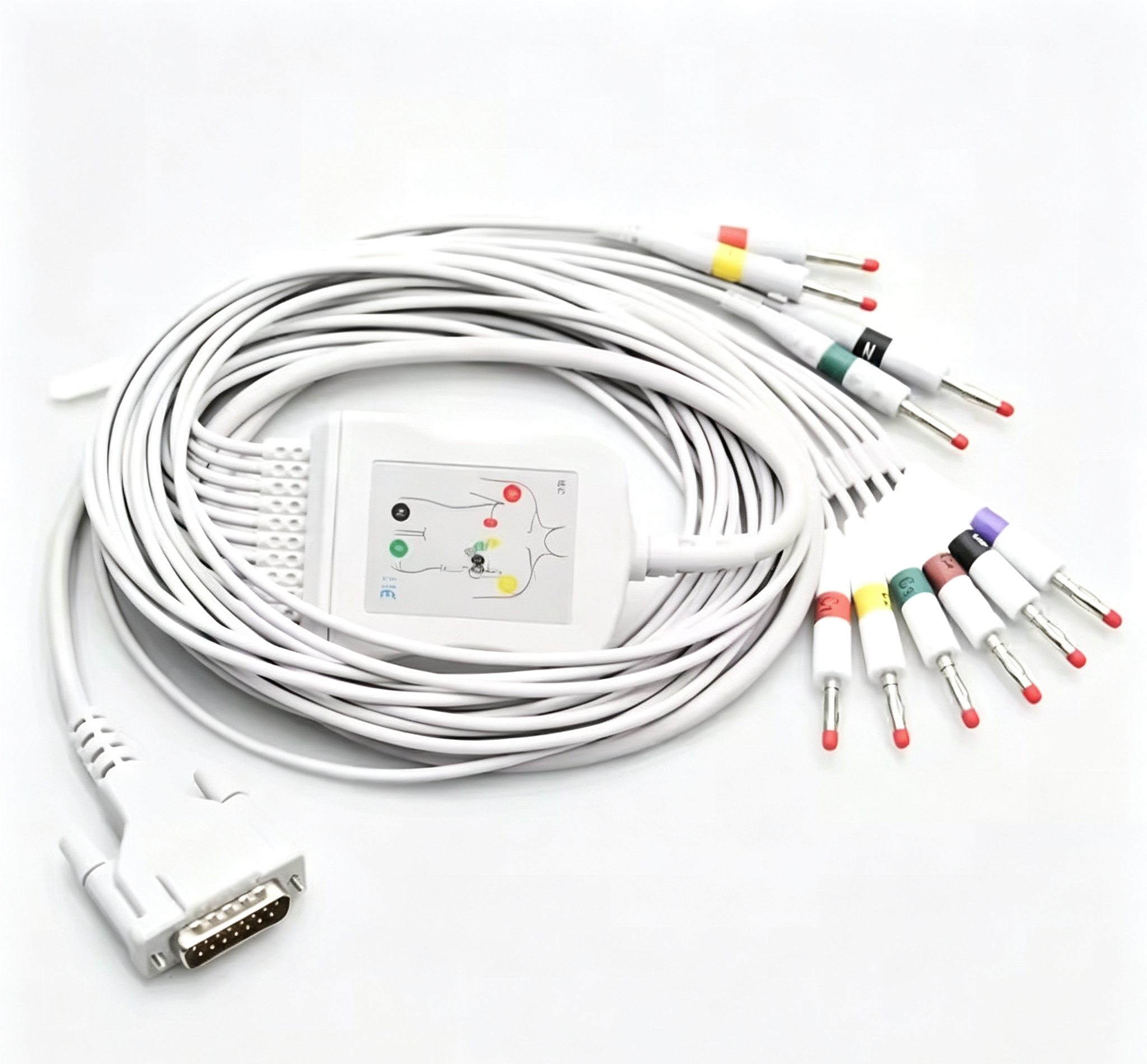 DB15 ECG Cables And Leadwires AHA ECG Trunk Cable 3m For Schiller AT3/AT5/AT6/AT10/AT60