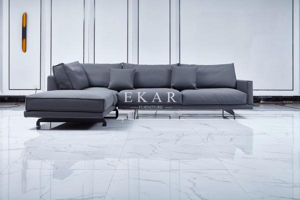 Modern Living Room Furniture Metal Legs Leather Sofa  AW-1815