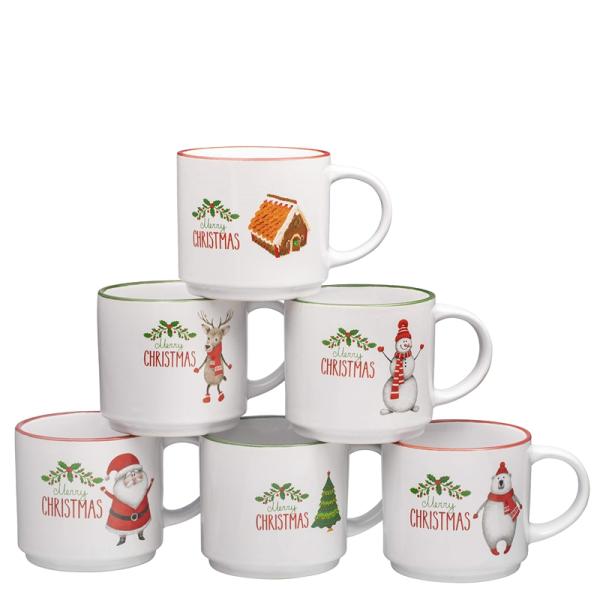 14oz Ceramic Coffee Milk Mug Porcelain White Christmas Coffee Mug with Cute Design