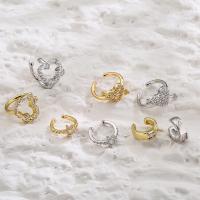El oro plateó el corazón de plata del Pentagram del Zircon de Diamond Ear Bone Clip Earrings 925
