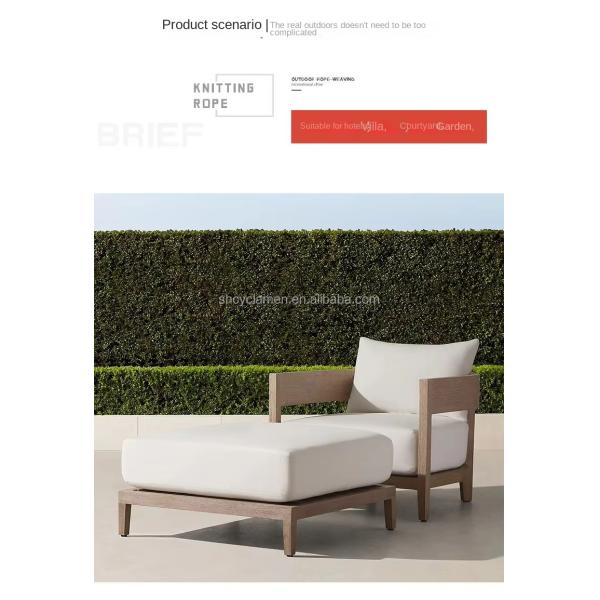 Simple Nordic Outdoor Teak Aluminum Furniture Garden Sofa Chairs Anti Corrosion Anti Cracking