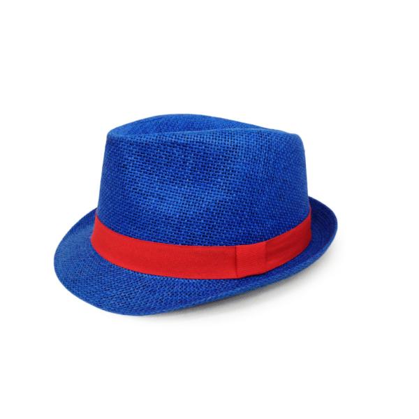 Unisex Fedora Panama Trilby Hat Adjustable Blue Color Custom Logo 56cm