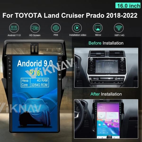 16 дюймовый сенсорный экран для 2018-2022 Toyota Prado 128G навигация GPS мультимедийный проигрыватель беспроводной Carplay