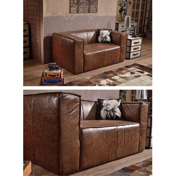 Nidea #8958 Designer Genuine Leather Vintage Industrial Retro Sofa Set  Lounge Personalization Pub Club Studio Furniture Ecksofa