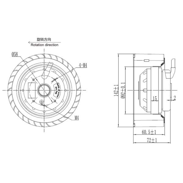 300 вентиляторов центробежного нагнетателя Cfm передних изогнутых, отработанный вентилятор 5 дюймов центробежный