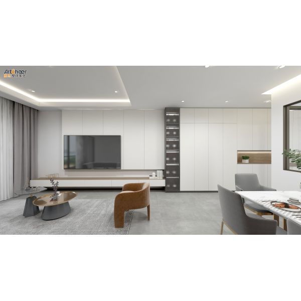 Modern TV Cabinet with Rotation System Customized Size and Eco Friendly Material for Living Room