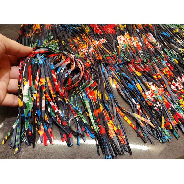 Fashion Summer New Nice Positioning Print Double Fringe Half Skirt Wrinkles Women's Slimming Skirt