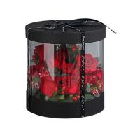 Luxeoso conjunto de presentes de flores de rosa com caixas redondas de veludo personalizáveis e de papelão rígido sustentável