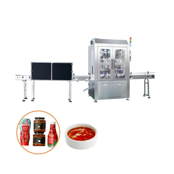 Auto Piston Pump Sauce Bottling Machine Sauce Filling Production Line With Heating And Mixing