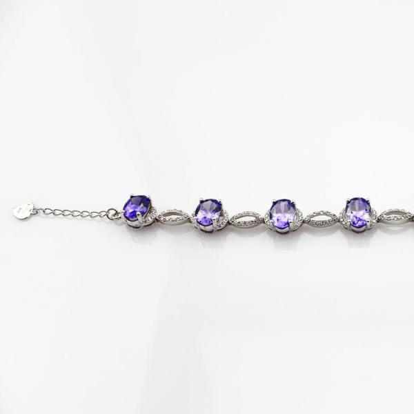 Women Jewelry 925 Silver Created 7x9mm Oval Amethyst Cubic Zircon Tennis Bracelet(B05PURPLE)