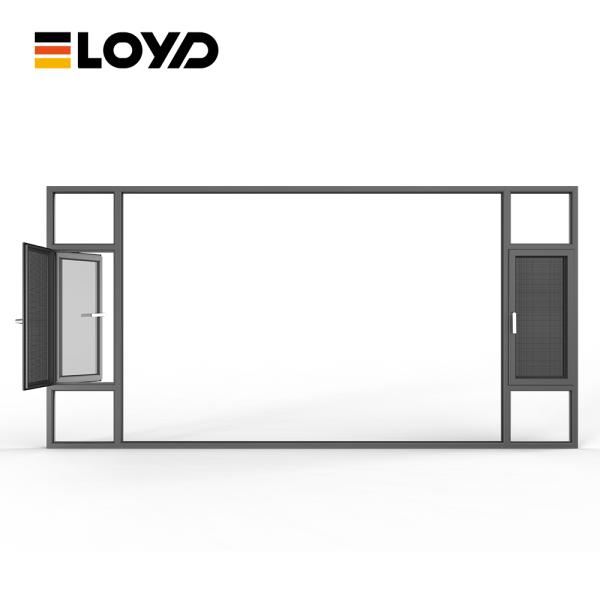 Ventana abatible de aluminio con triple acristalamiento para máximo aislamiento