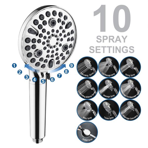 Get the Perfect Shower with this High Pressure Rain Shower Head and Stone Filter Combo