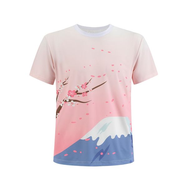 Japanese-inspired Artwork T-Shirt with HD Sublimation Print and 100% Polyester Fabric
