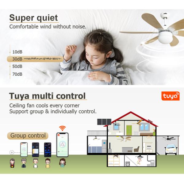 1stshine Decorative MDF Blades Electric DC Motor Ceiling Fan com controle remoto