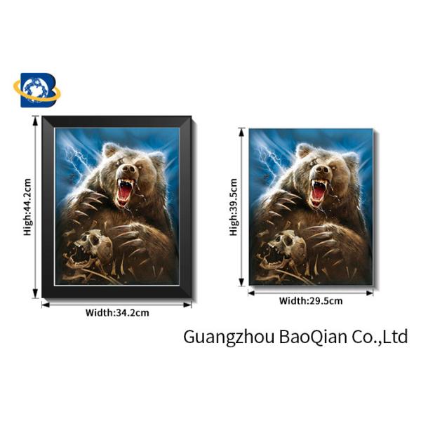 Framed Art Lenticular 3D Poster Angry Animal Changing Picture Home Decoration