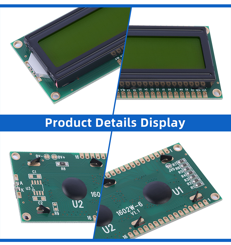 Russian Yellow Green Film 1602W-6 Large Window Double Row LCD Screen Module 64*16MM AIP31066L