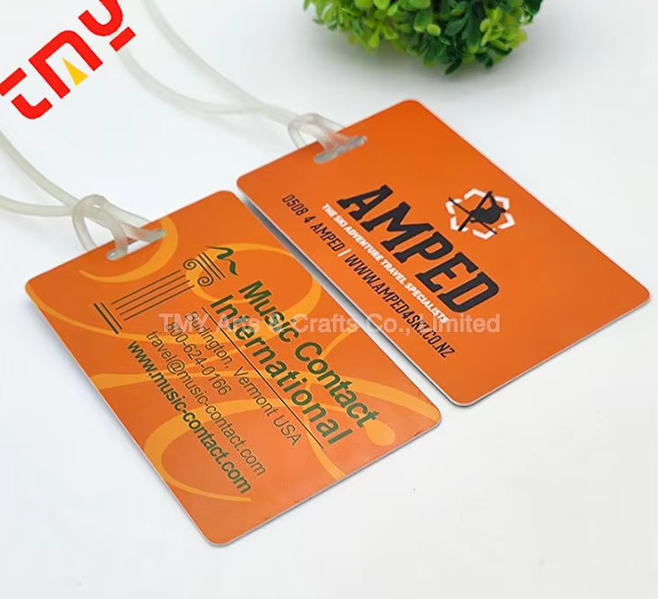Personalised Custom Hard PVC Plastic Luggage Tags With Plastic Loop Rope UV Print Airline Cruise Suitcase Travel Bag Tag