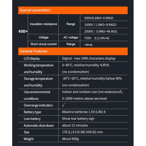 VICTOR 60D+ дисплеи в 2000 цифр интеллектуальный микроизоляционный тестер короткое замыкание измерения тока более 1 мА