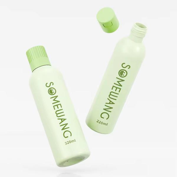 PET Shampoo Conditioner Bottles Green Empty Mouthwash Bottles Oval