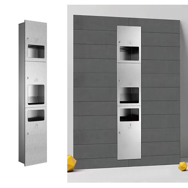 3 In 1 Stainless Steel Toilet Paper Dispenser Multifold Recessed Mounting