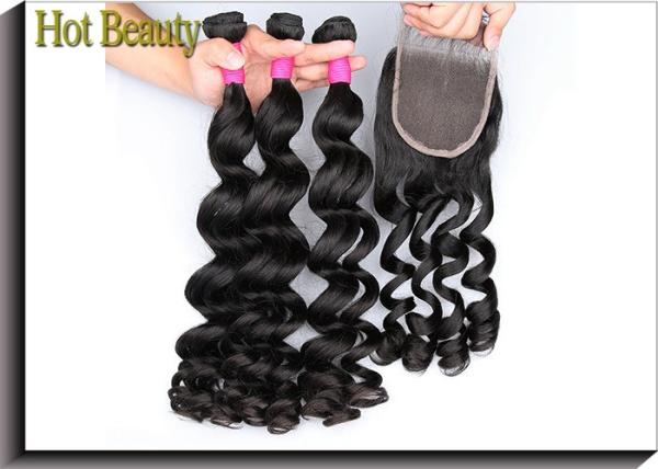 Brand New Non Remy Brazilian Virgin Human Hair Extensions Big Curly , Real Human Hair Weave