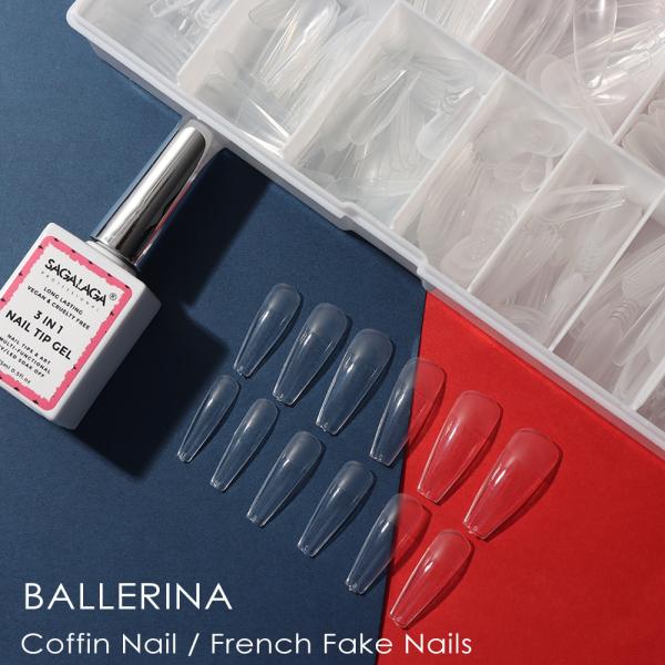 Almond Acrylic Nails 500 Pcs Soft Gel Press on Nail Pre-shape Tips for Full Cover Extension 12 Sizes Customized Accepted