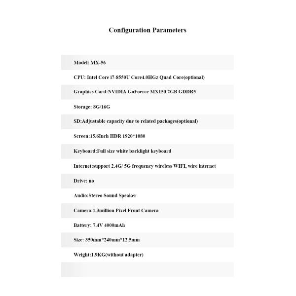 Core I7 16GB 15.6 Inch Ultra Thin Gaming Laptop With Backlight Keyboard Windows 10