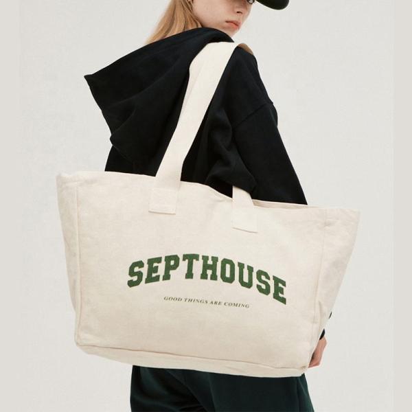 Exhibition Customized Logo Printed Oversized Cotton Canvas Tote Bag for Active Lifestyle