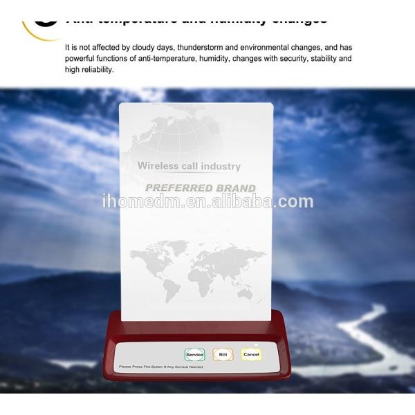 Botón de llamada de camarero inalámbrico para porta menú de tablero acrílico
