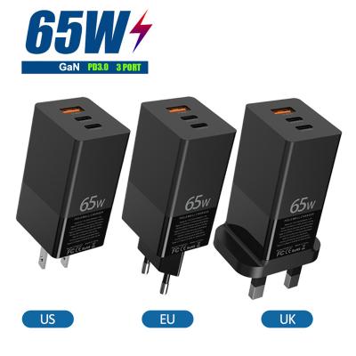 ABS Laptop IPad QC3.0 GaN USB Charger UK 3 Port Mi Fast 65W