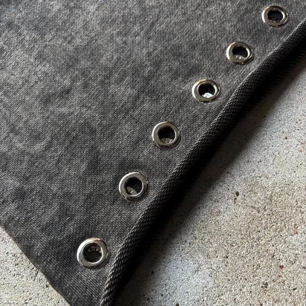 Vestidos de calle personalizados Hip Hop 100% de algodón crudo Camiseta cortada de metal Rivet Stone Wash Vintage camisetas de manga larga para hombres