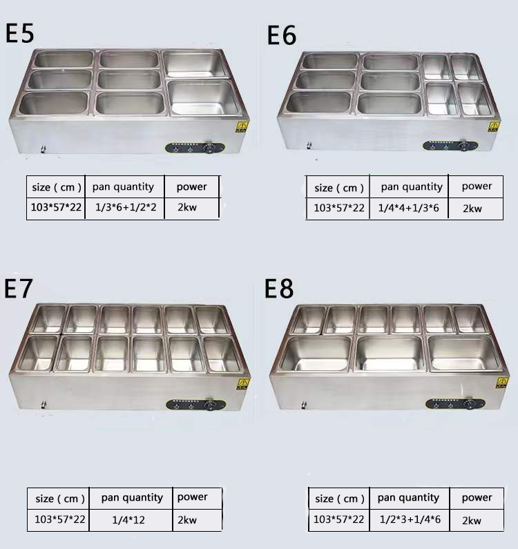 Rectangular Bain Marie Electric Food Warmer 150L 3 Pan Bain Marie