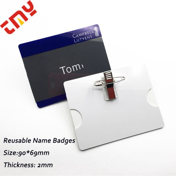 Name Badges With Window Custom PVC Acrylic Reusable Name Badges Magnetic Back