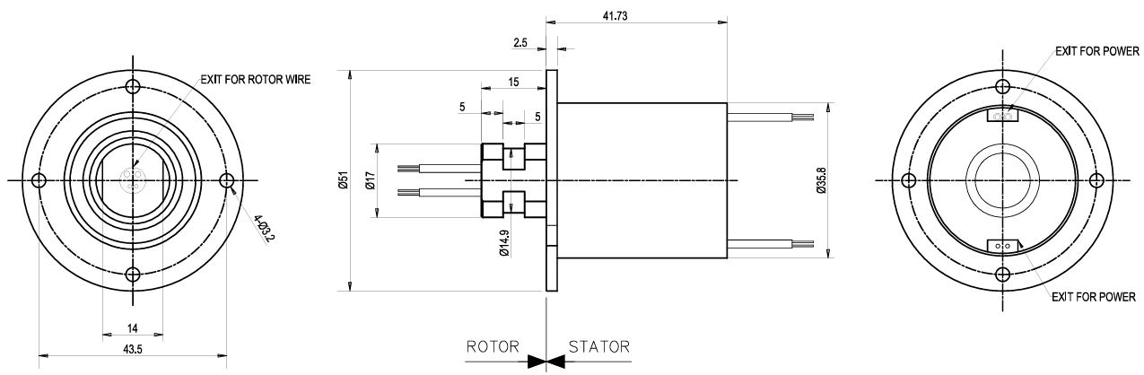 Miniature Through Bore Slip Ring with 4 Channels 220VAC and 300rpm Rotation Speed