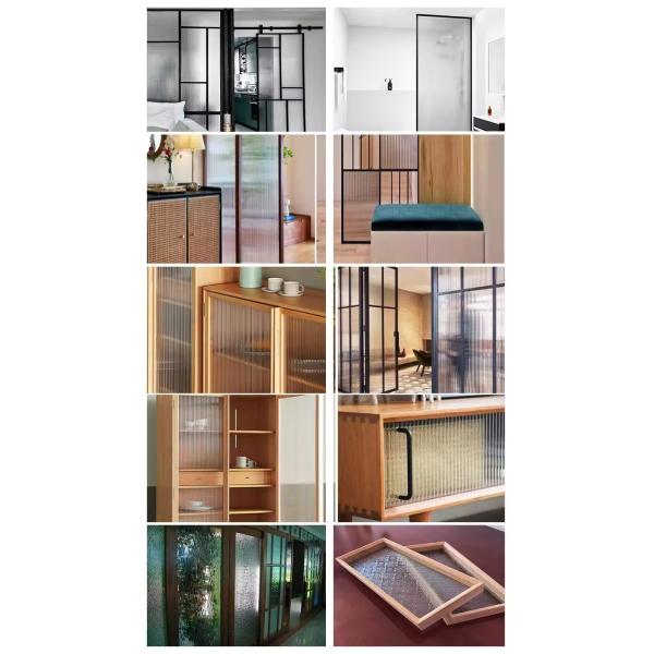 Ultra Clear Tinted Stream Pattern Glass Textured Cabinet and Door Glass Pane Design