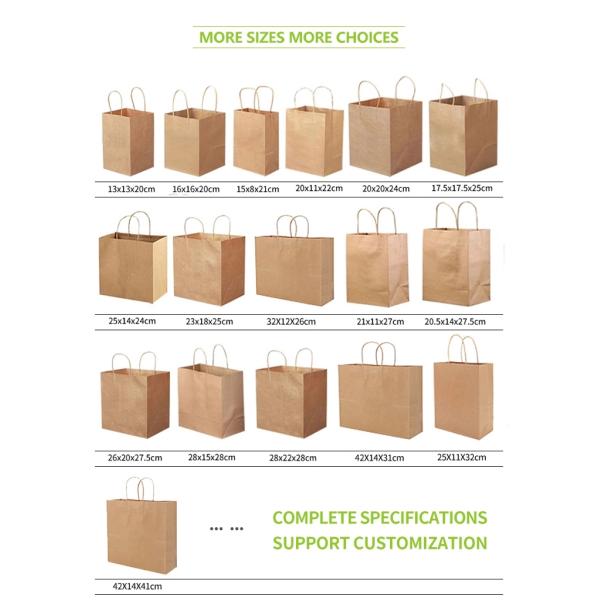 Wholesales Custom Logo Printed Cheap Recycled Take Away Food Packaging Shopping Brown Paper Bag With Twisted/Flat Handle