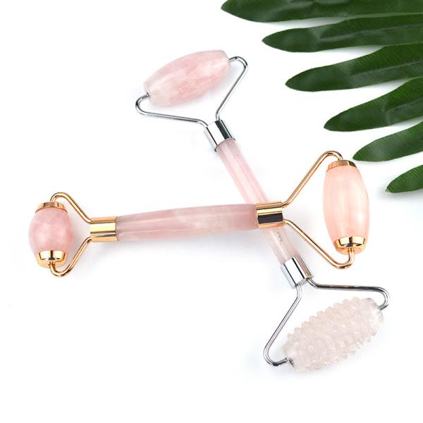 2024 Natural Rose Quartz Facial Roller Guasha Crystal Massager for Face and Eye Massage Beauty Products