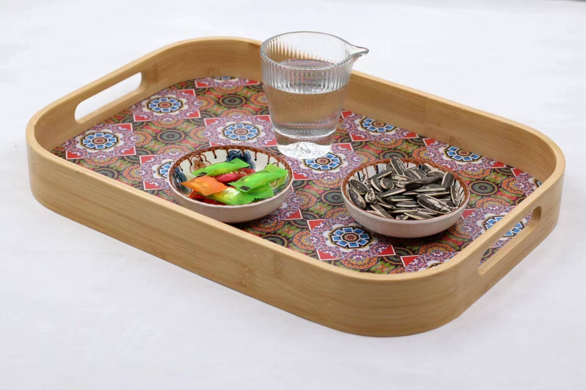 Household Snackes Fruit Tea Tray/Plate Full Bamboo Tray with Unique Characteristic