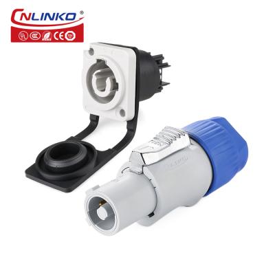 CNLINKO PowerCon Grey PBT Shell 3 Pole Power Connector Ip68 Waterproof Plug Socket