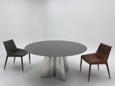Metal Cross Leg Marble Dining Table Round  Grey Marble Dining Table And Chairs