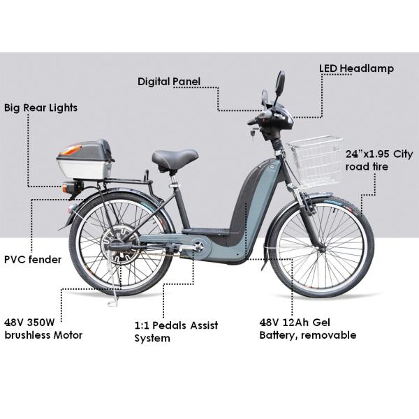 36V / 48V 350W Pedal Assist Electric Bike For Delivery Fast Food