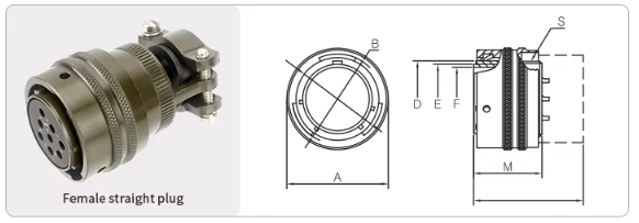 Female Aviation Plug Connector Small 4 Pin Jack Connector Light Weight With Backshell YH3116FB-4S