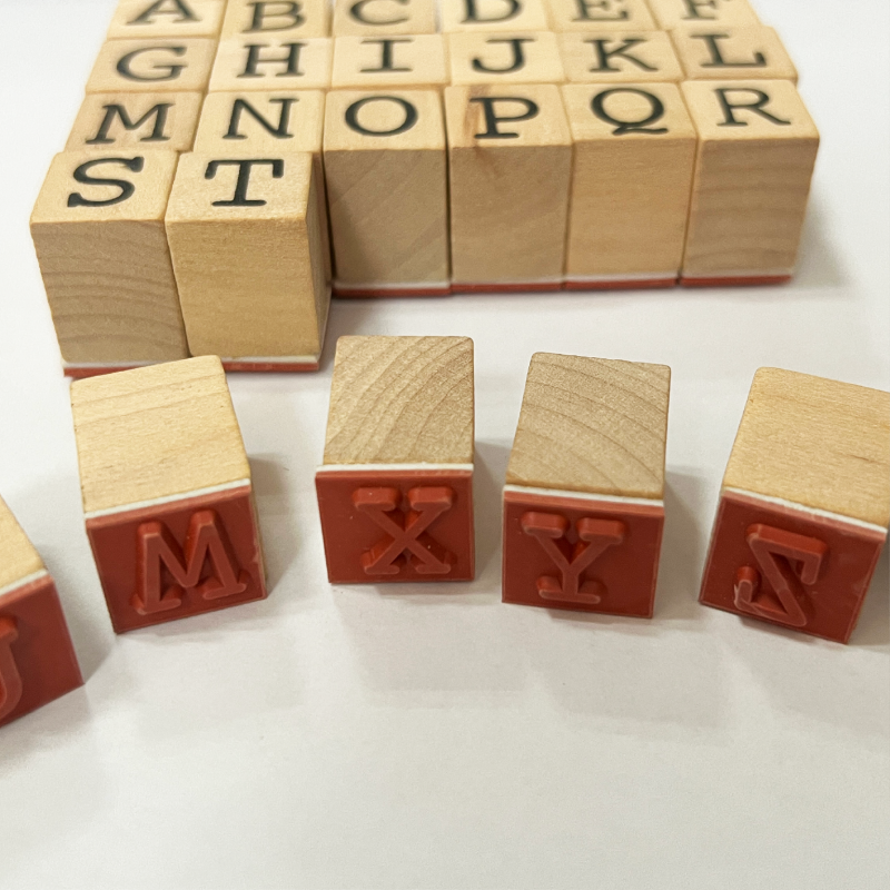 Customization 26pcs Alphabet Letter Stamp Set Wooden Stamps With Ink Pad for Kids Educational