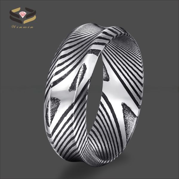 Black 8mm Damascus Steel Wedding Band Custom Made for Men and Women Invisible Setting Included Children's Gender Neutral